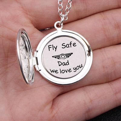 FLY SAFE Engraved Pendant Necklace for Dad - BigBeryl