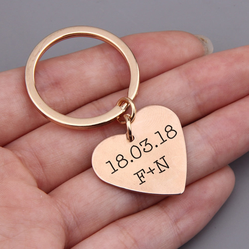 Custom Engraved Heart Keychain - BigBeryl